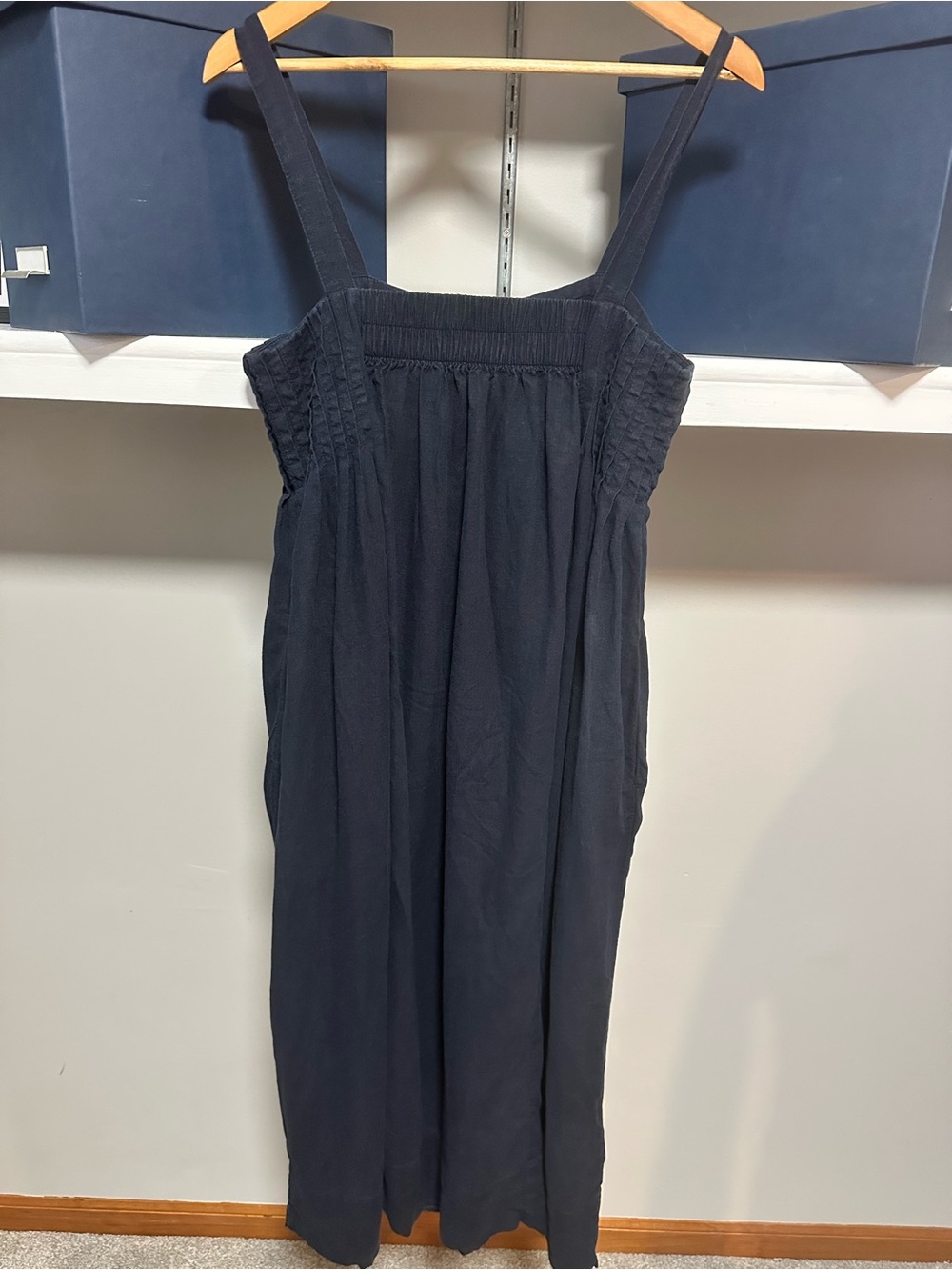 Banana Republic Linen Blend Drapey Pleated Midi Dress Coastal Lagenlook Boho M - Picture 6 of 12